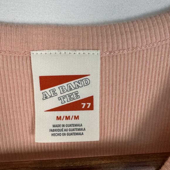 American Eagle Women’s M Cropped Ribbed Band Tee Willie Nelson Pink Graphic Top - Picture 3 of 9